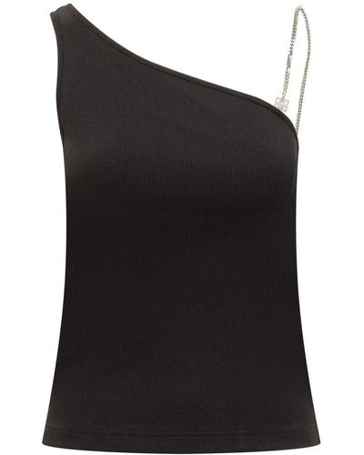 Givenchy Asymmetrical Cotton Top With Chain - Black