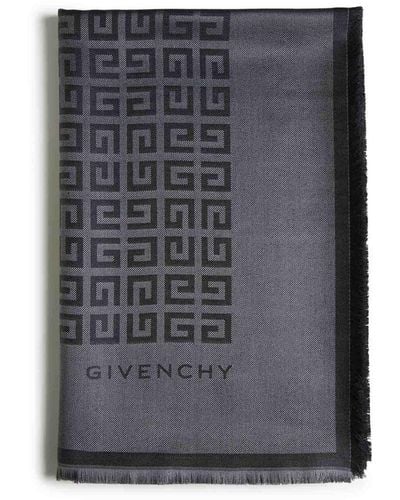Givenchy 4g Silk And Wool Shawl - Blue