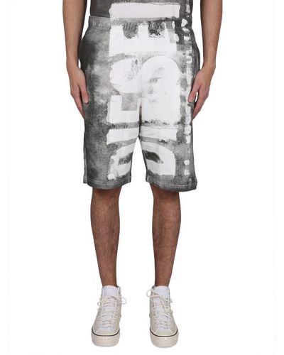 DIESEL Bermuda Shorts With Maxi Logo - Gray