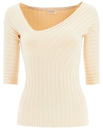 By Malene Birger 'ivena' Ribbed Top With Asymmetrical Neckline - Natural