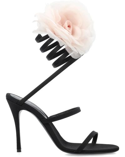Magda Butrym Silk-organza Pink Flower Heel Sandals - Black