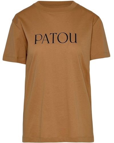 Patou Essential Beige Cotton T-shirt - Brown