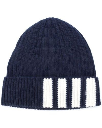 Thom Browne Cashmere 4 Bar Rib Hat - Blue