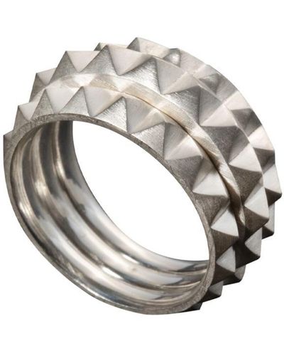 LEONY Triple Studded Band Ring Accessories - Metallic