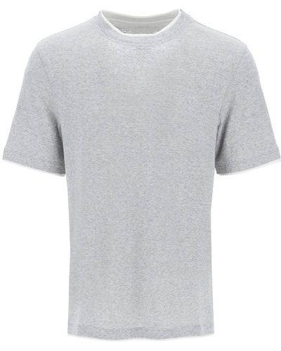 Brunello Cucinelli Overlapped-Effect T-Shirt - Grey