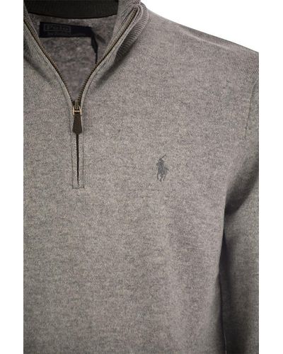 Polo Ralph Lauren Wool Pullover With Half Zip - Gray
