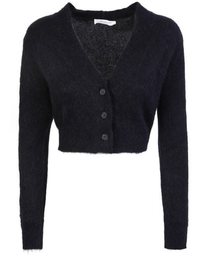 Fabiana Filippi Mohair Wool Short Cardigan With 3 Buttons - Black