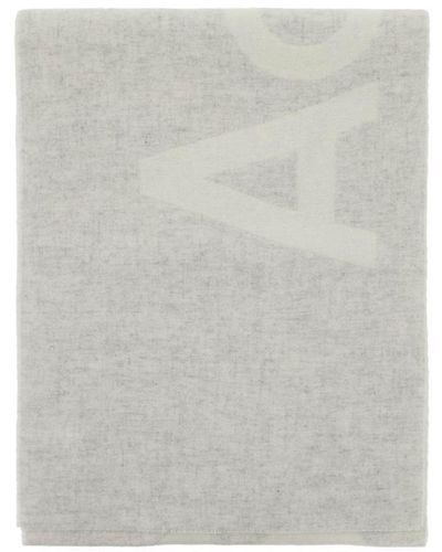 Acne Studios Wool Blend Scarf With Logo - Gray