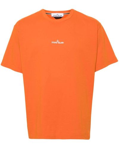 Stone Island T-Shirt 'Scratched Paint One' Print - Orange