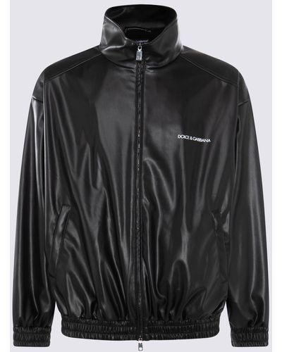 Dolce & Gabbana Black Faux Leather Casual Jacket