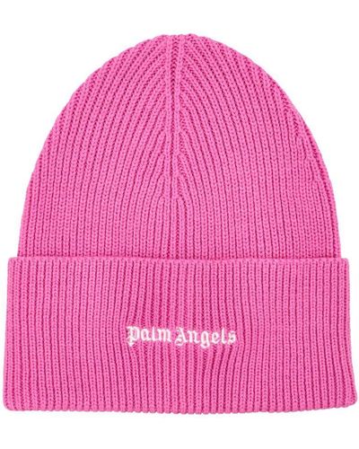 Palm Angels Classic Logo Ribbed Beanie - Pink