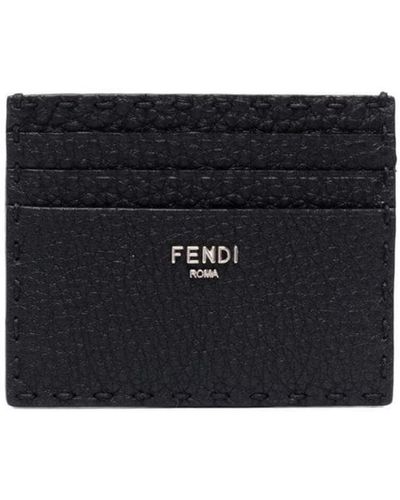 Fendi Logo-lettering Leather Cardholder - Black