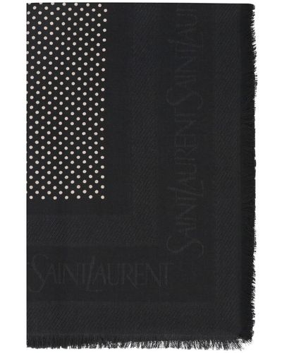 Saint Laurent Wool And Silk Scarf - Black