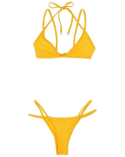 The Attico Ribbed Bikini Beachwear - Yellow