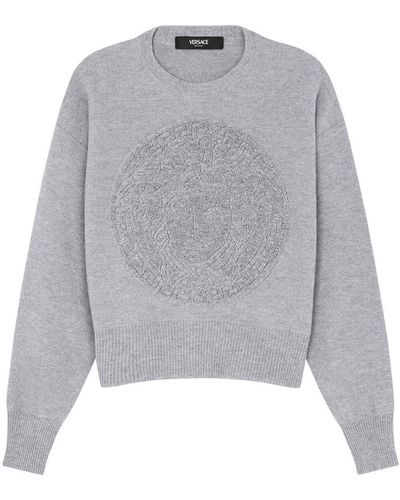 Versace Jellyfish Sweater With Sponge Clothing - Gray