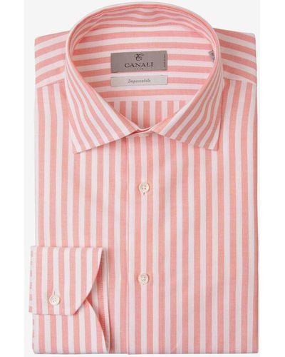 Canali Striped Motif Shirt - Pink