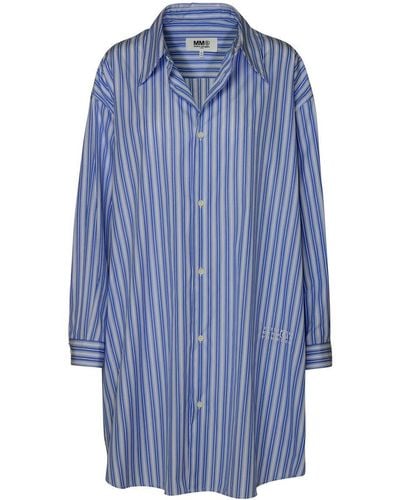 MM6 by Maison Martin Margiela Long Striped Cotton Shirt - Blue