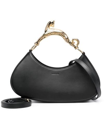 Lanvin Large Hobo Bag With Cat Handle Bags - Black