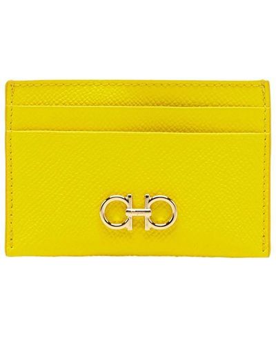 Ferragamo Gancini Credit Card Holder - Yellow