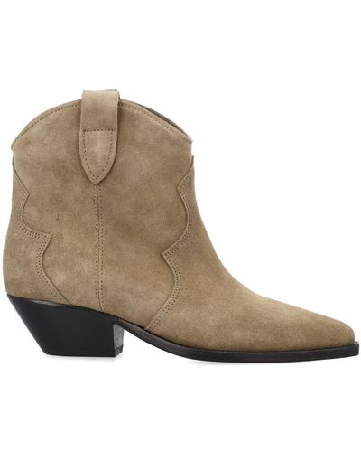 Isabel Marant Dewina Leather Ankle Boots - Natural