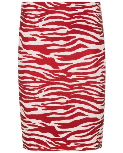 The Attico Zebra Print Mini Skirt - Red