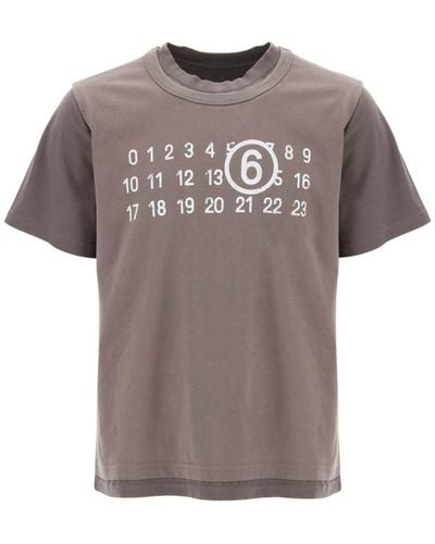 MM6 by Maison Martin Margiela Layered T-Shirt With Numeric Signature Print Effect - Multicolor