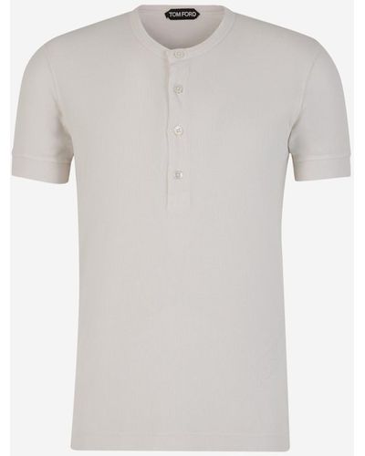 Tom Ford Buttons Ribbed T-shirt - White