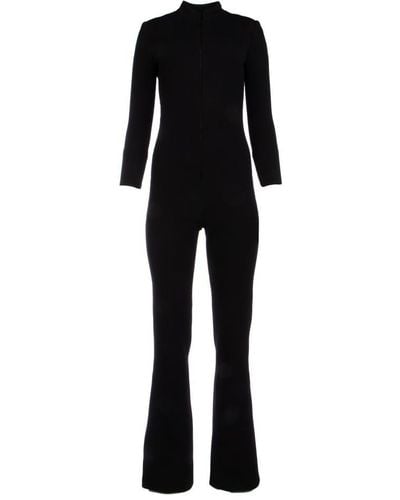 Saint Laurent High Neck Long-sleeved Jumpsuit - Black