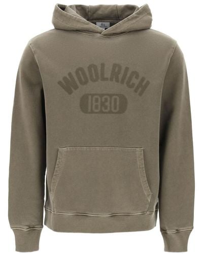 Woolrich Hooded Sweatshirt With Faded Logo - Green
