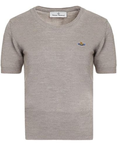 Vivienne Westwood Bea Logo Knitted T-Shirt - Grey