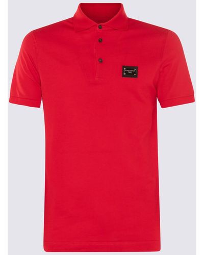 Dolce & Gabbana Red Cotton Polo Shirt