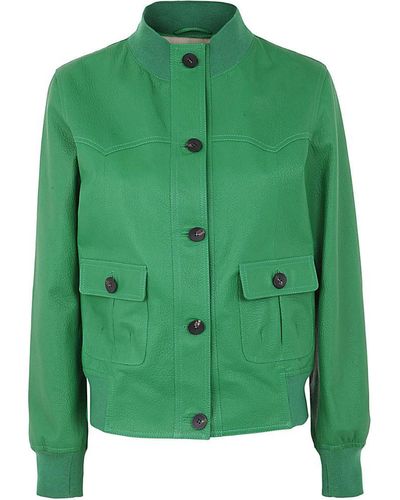 Giorgio Brato Lamb Leather Bomber Jacket - Green