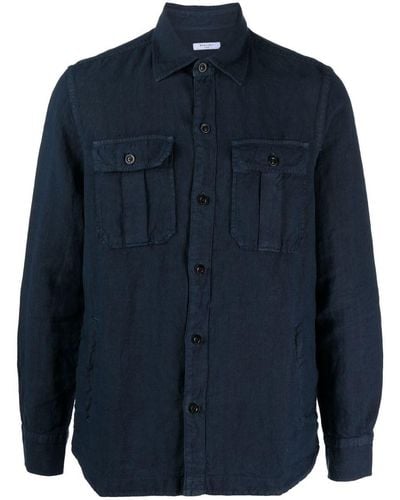Boglioli Chest-pockets Linen Shirt - Blue