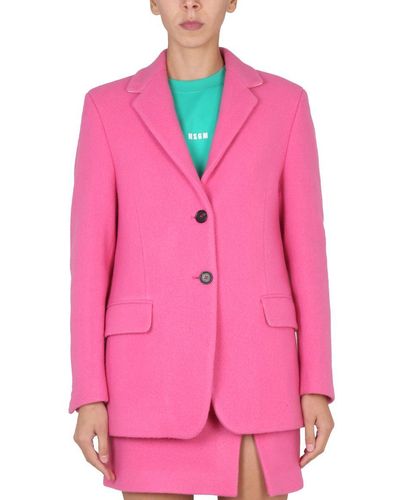 MSGM Wool Blend Single-breasted Jacket - Pink