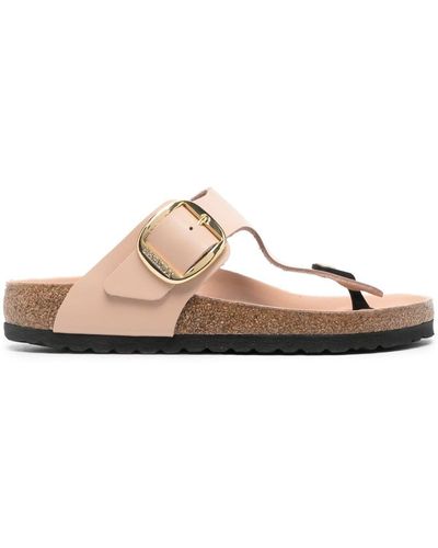 Birkenstock Gizeh Big Buckle Shine New, Natural Leather Shoes - Pink