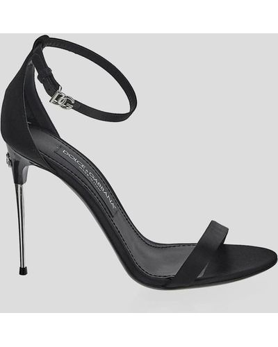 Dolce & Gabbana Satin Heel Sandals - Black