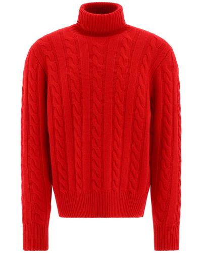 Polo Ralph Lauren Cable-knit Turtleneck Sweater - Red
