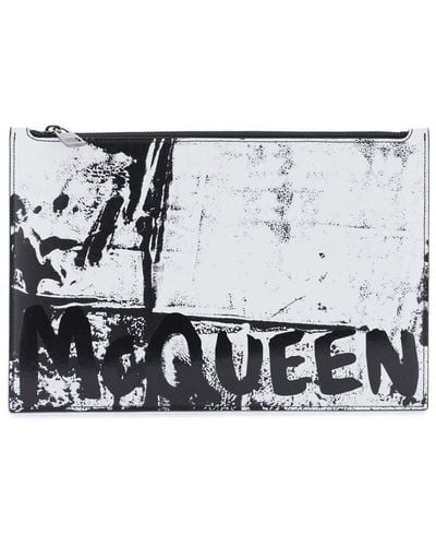 Alexander McQueen Graffiti Flat Pouch - White