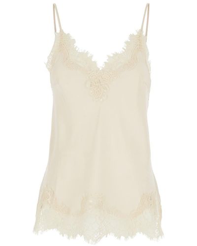 Gold Hawk 'coco' White Camie Top With Tonal Lace Trim In Silk Woman