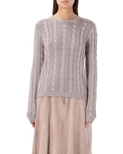 Ralph Lauren Silk Cable-Knit Jumper - Grey