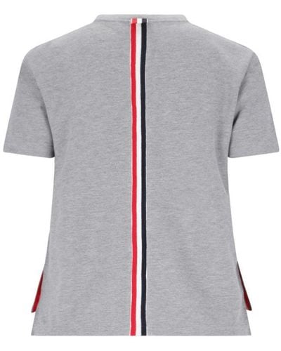 Thom Browne Tricolor Detail T-shirt On The Back - Grey
