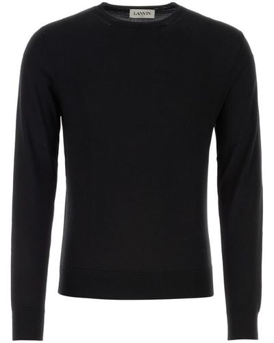 Lanvin Long Sleeved Ribbed-knit Top - Black