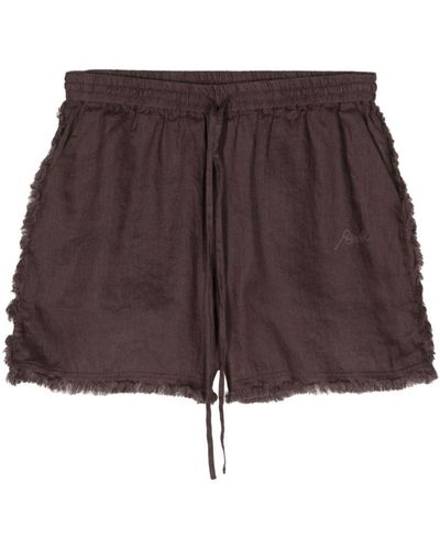 P.A.R.O.S.H. Logo-Embroidered Linen Shorts - Brown