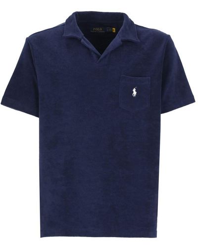 Ralph Lauren Terry Cloth Polo Shirt With Pony - Blue
