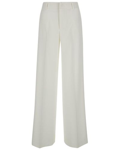 PT Torino Tailored 'lorenza' High Waisted White Pants In Technical Fabric Woman