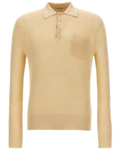 Ballantyne Cotton Knit Polo Shirt - Natural