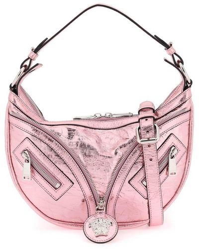 Versace Metallic Leather 'repeat' Hobo Bag - Pink