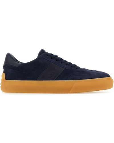 Tod's Navy Blue Suede Sneakers
