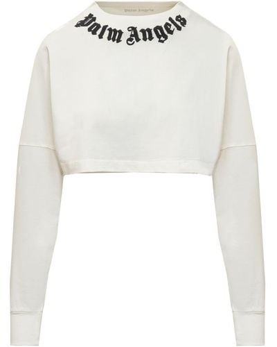 Palm Angels Cropped Sweatshirt - White