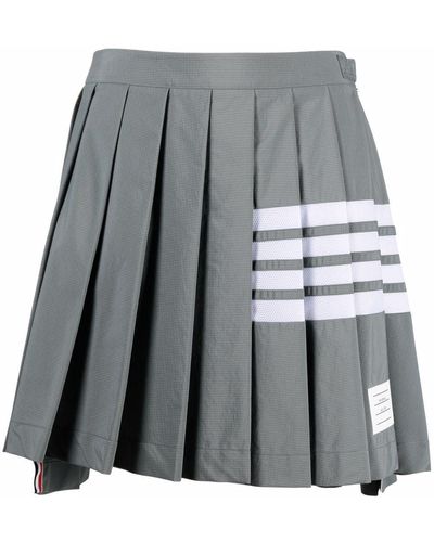 Thom Browne 4-bar Stripe Pleated Skirt - Gray